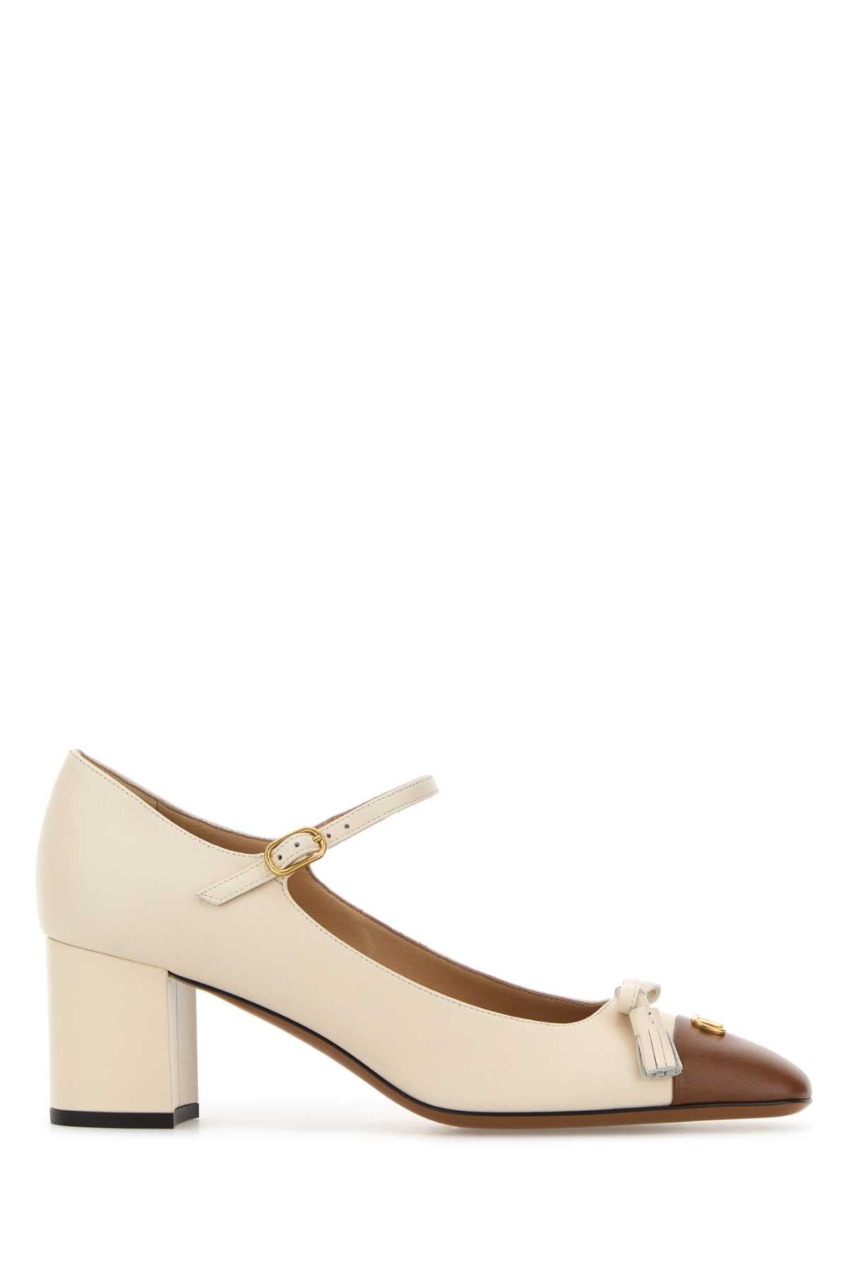 Ivory Leather Vlogo Signature Pumps Butterwhitetobacco Scarpe Con Tacco