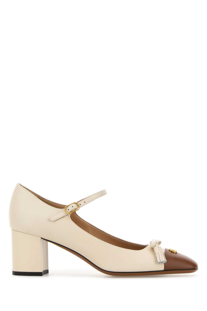 Ivory Leather Vlogo Signature Pumps Butterwhitetobacco Scarpe Con Tacco