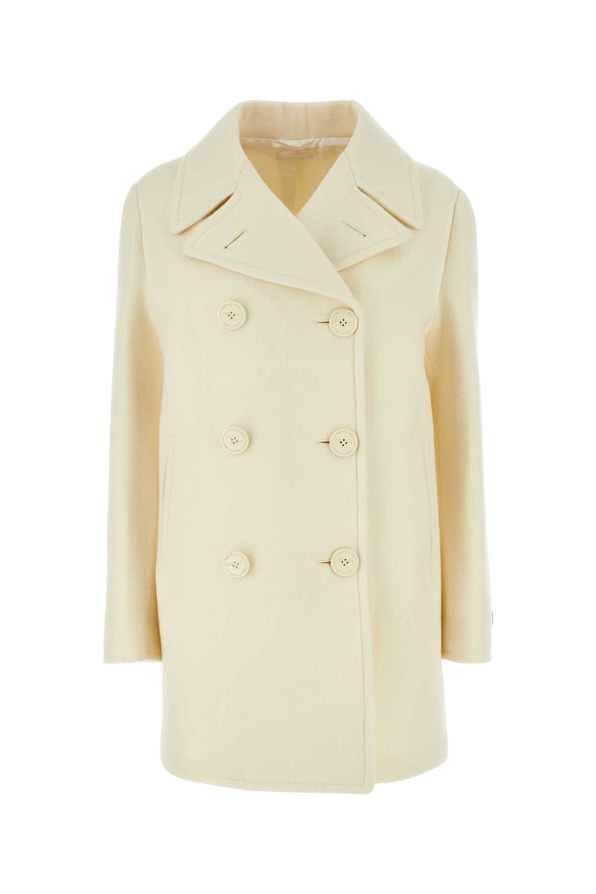 Ivory Wool Blend Coat Avorio Cappotti