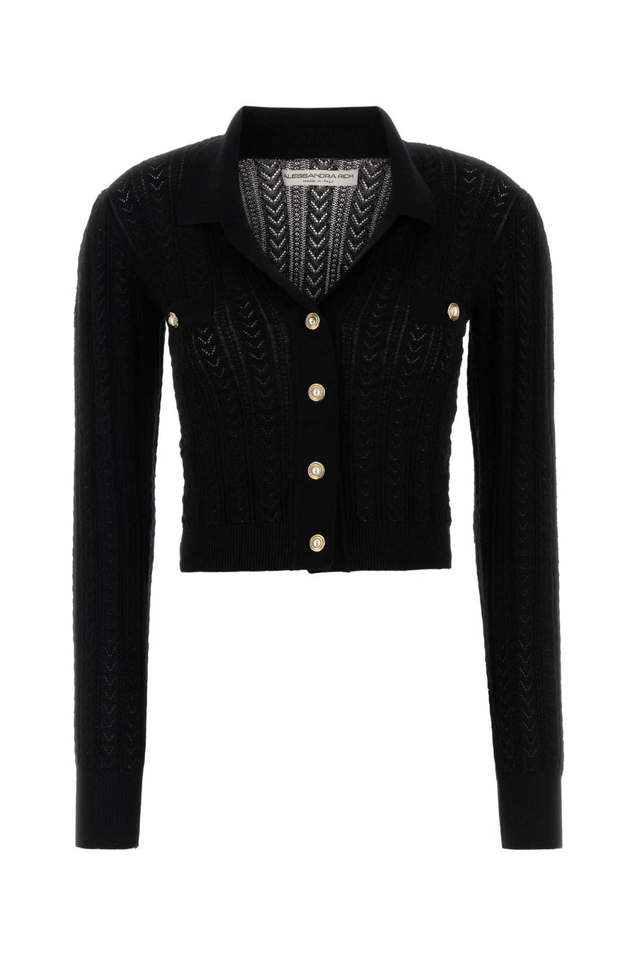 Alessandra Rich 85% Cotton cardigan in black