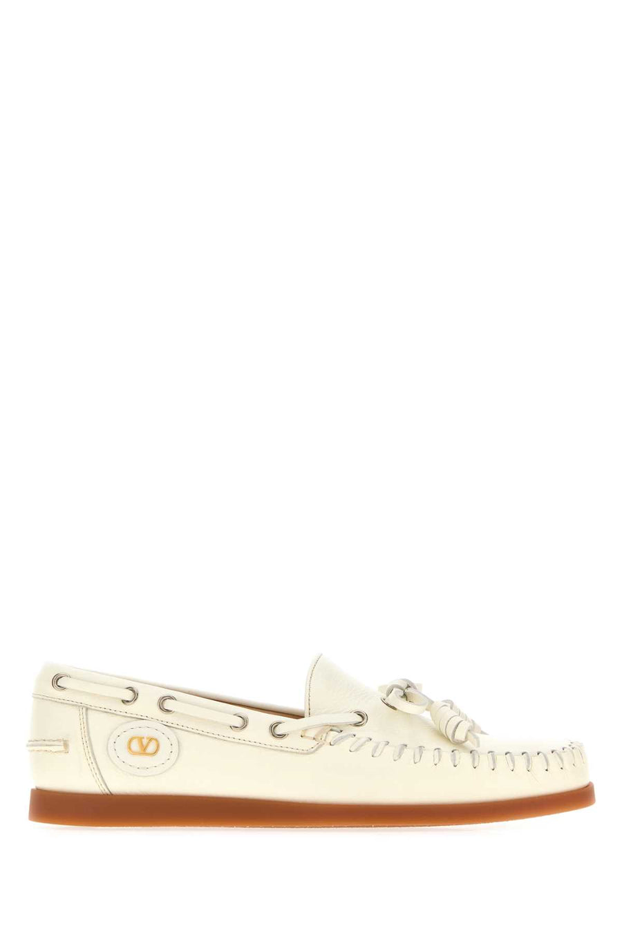 Valentino Garavani Shoe Exterior: 100% Leather boat shoe in ivory