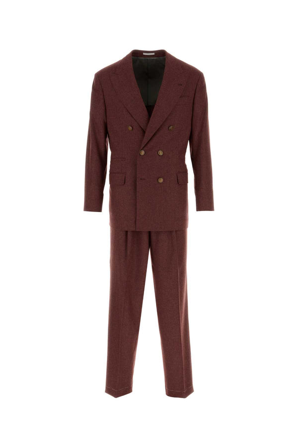 Brunello Cucinelli Exterior: 90% Wool suit in burgundy