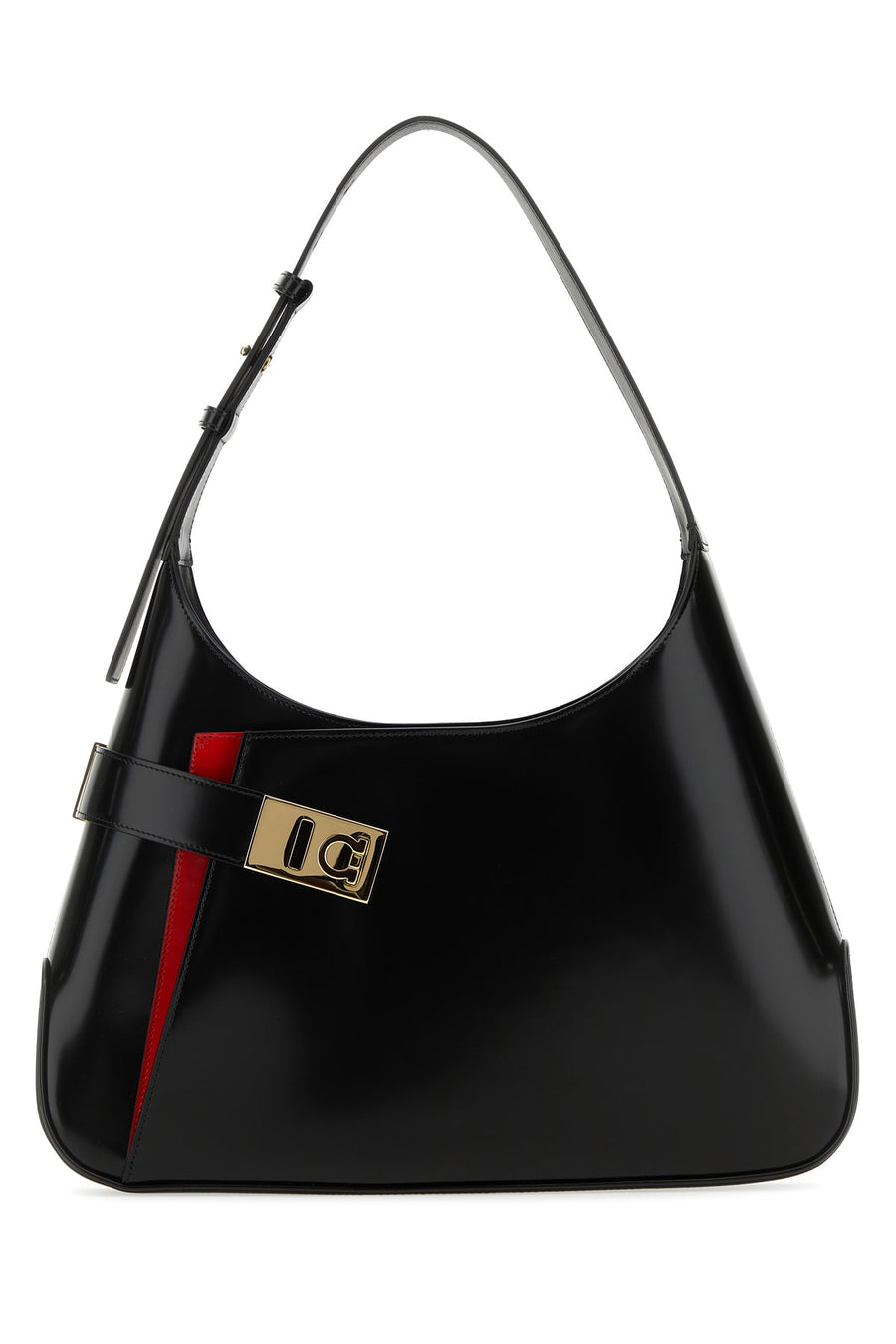 Ferragamo Neroflamered Leather shoulder bag in black