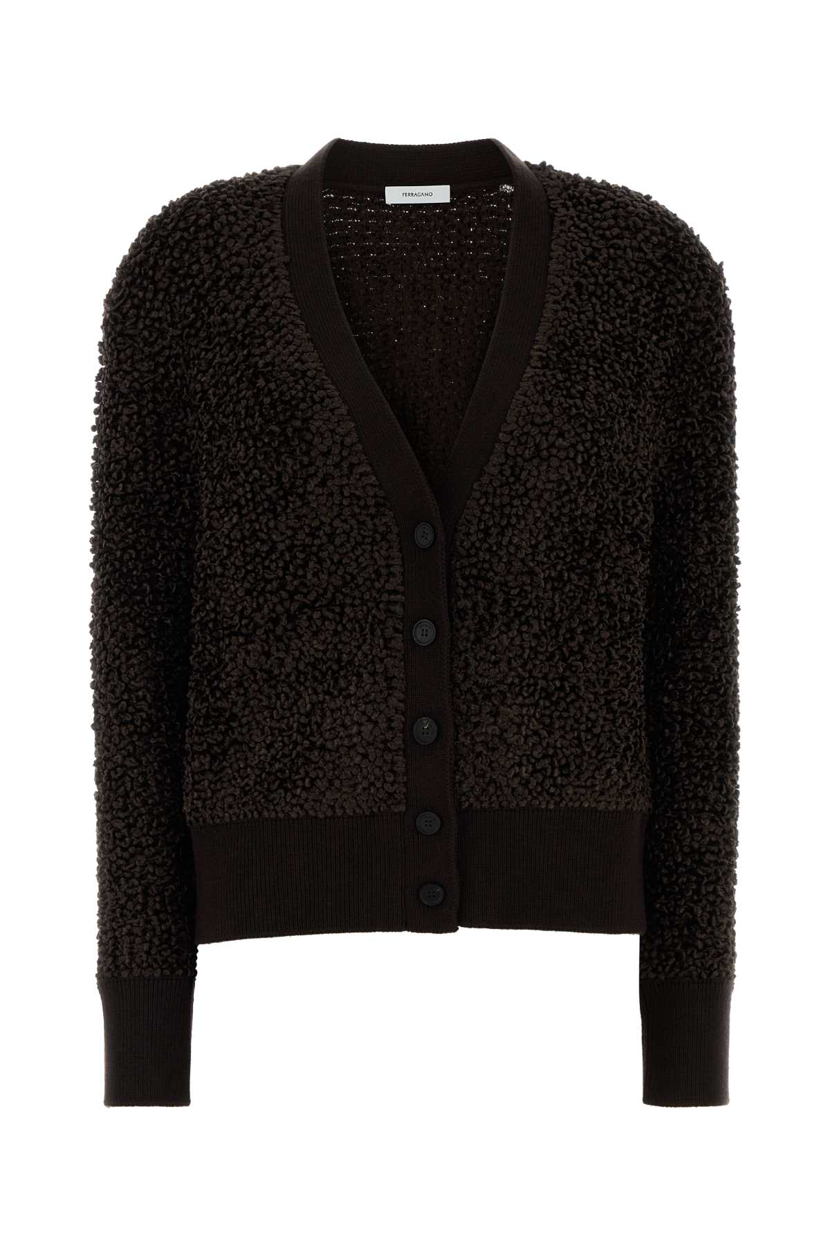 Dark Brown Boucle Cardigan Darkexpresso Maglieria
