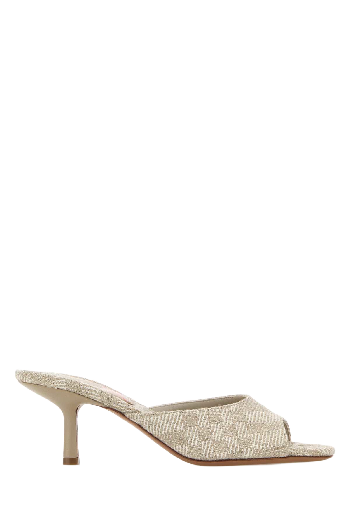 Embroidered Fabric Mules Lightbeige Sandali