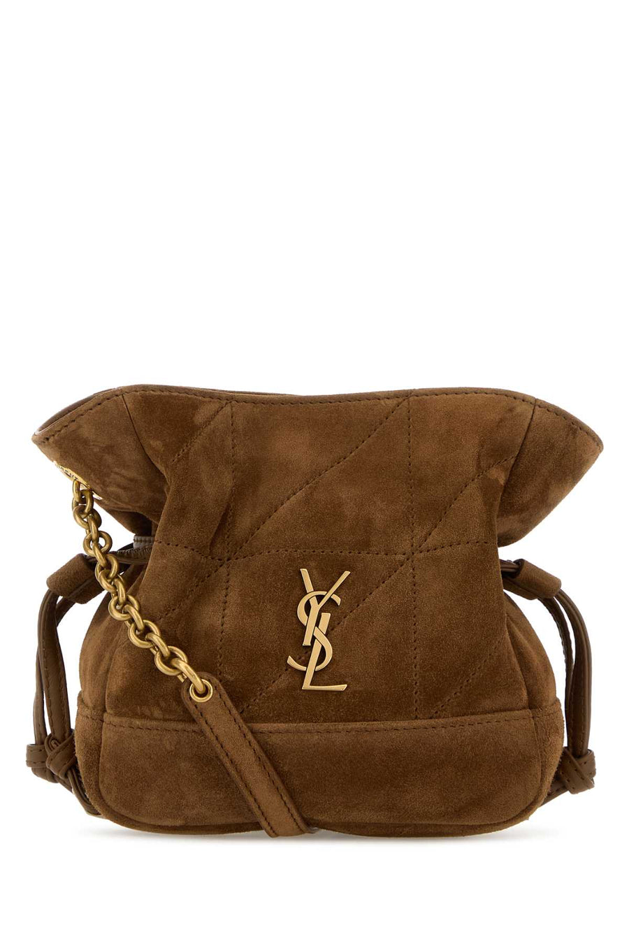 Saint Laurent Mbag Exterior: 100% Calf Suede bucket bag in brown