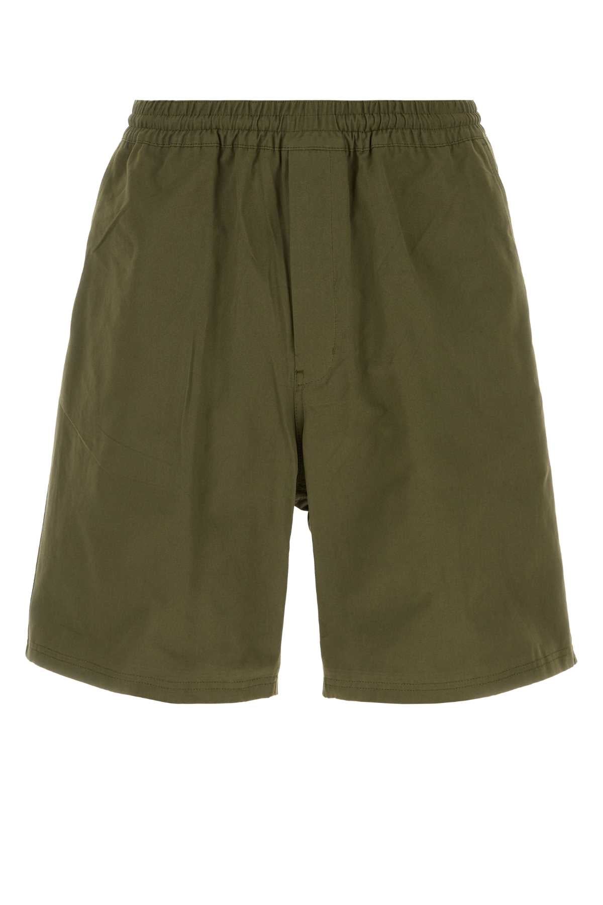 Army Green Poplin Bermuda Shorts Militare Exterior: Cotton