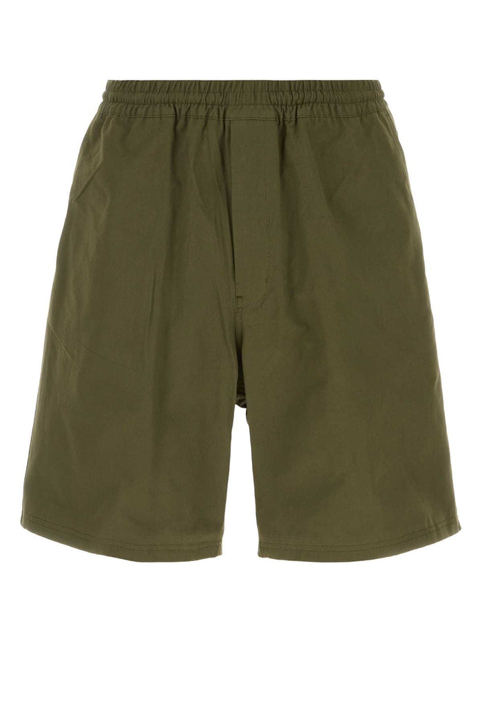 Army Green Poplin Bermuda Shorts Militare Exterior: Cotton
