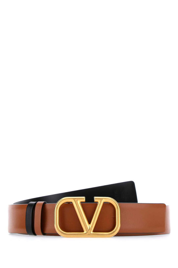 Biscuit Leather Vlogo Signature Reversible Belt Sellerianero Cinture