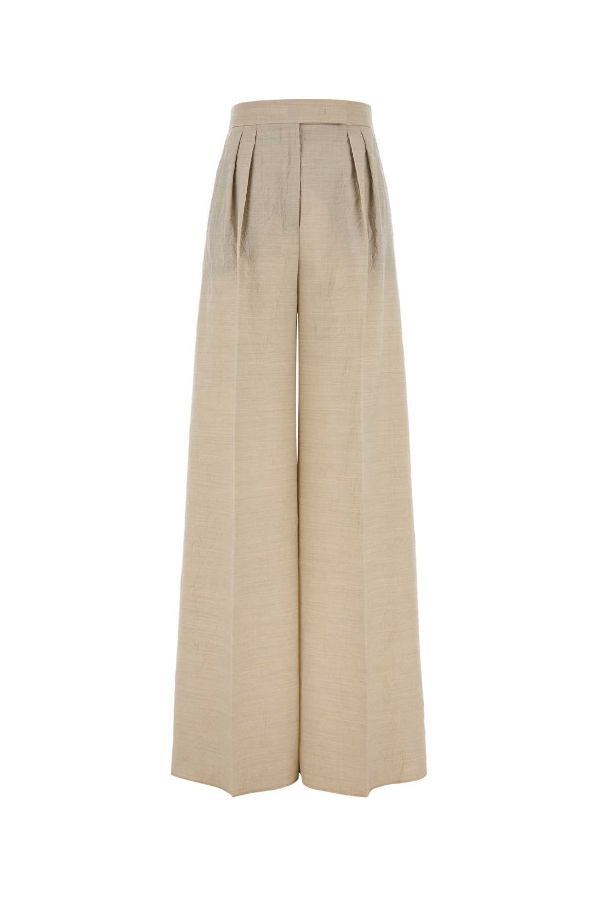 Sand Wool Acinoso Wide-Leg Pant Beige Exterior: Virgin Pantaloni