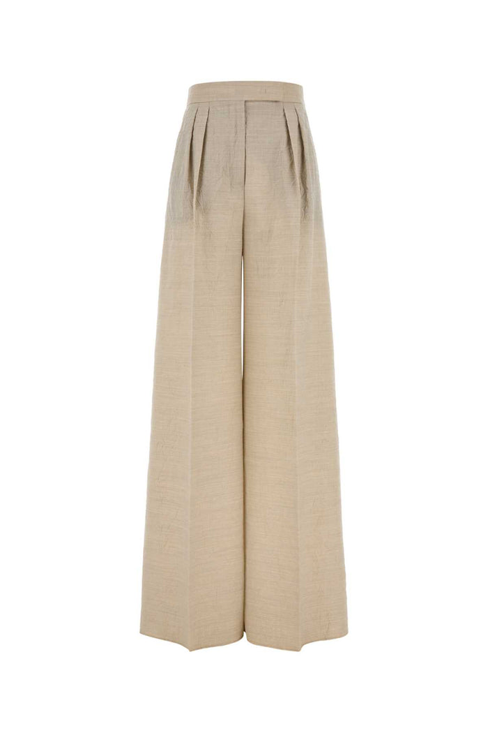 Sand Wool Acinoso Wide-Leg Pant Beige Exterior: Virgin Pantaloni