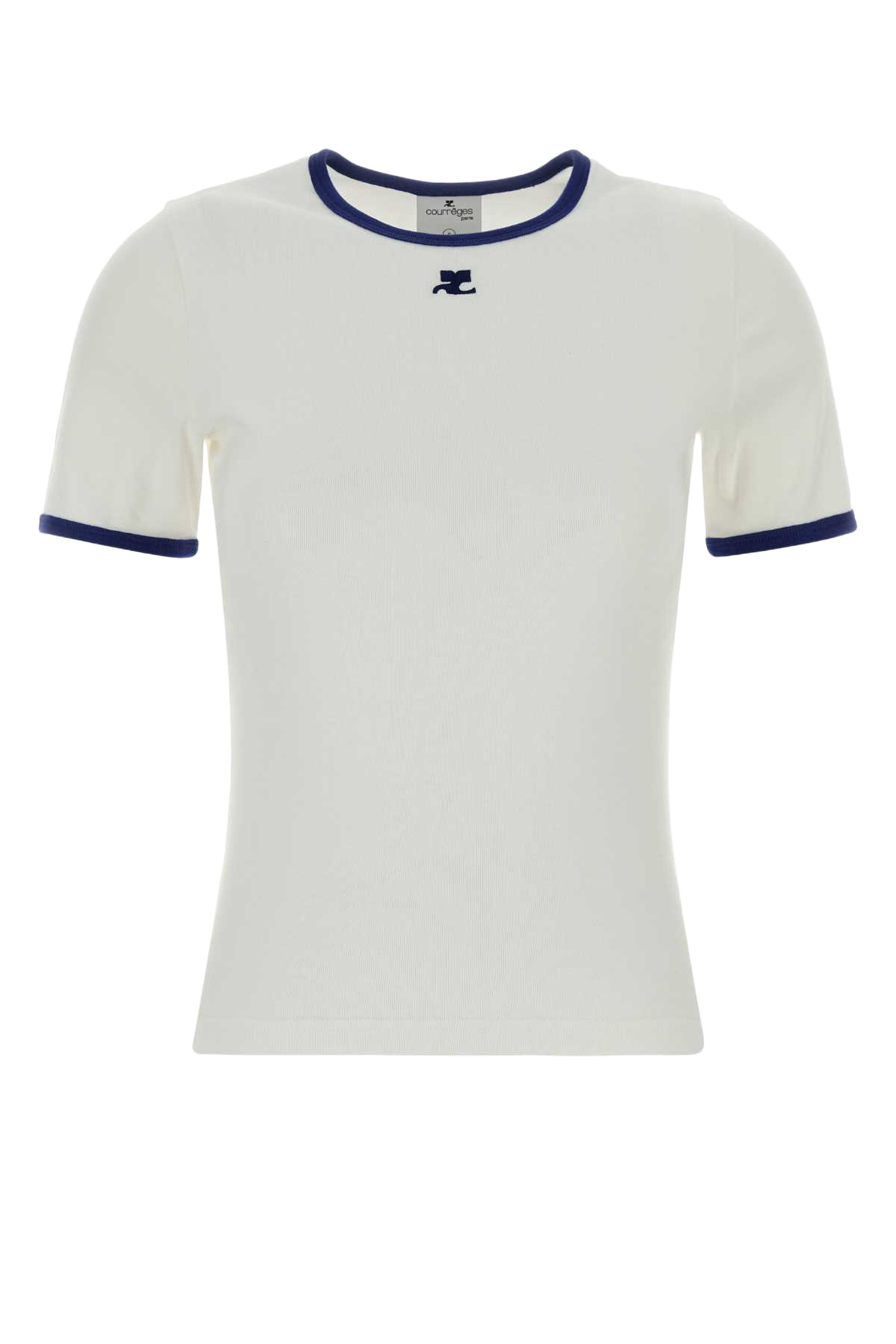 White Cotton T-Shirt Heritagewhite/mineralbl Exterior