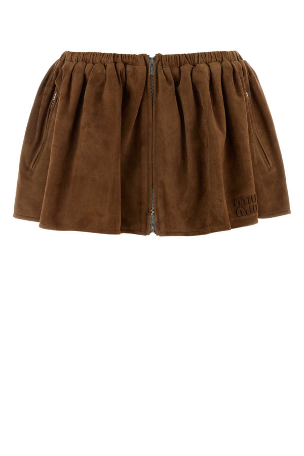 Miu Miu Pelle Exterior: 100% Lamb Lining: 93% Cupro 7% Elastane skirt in brown