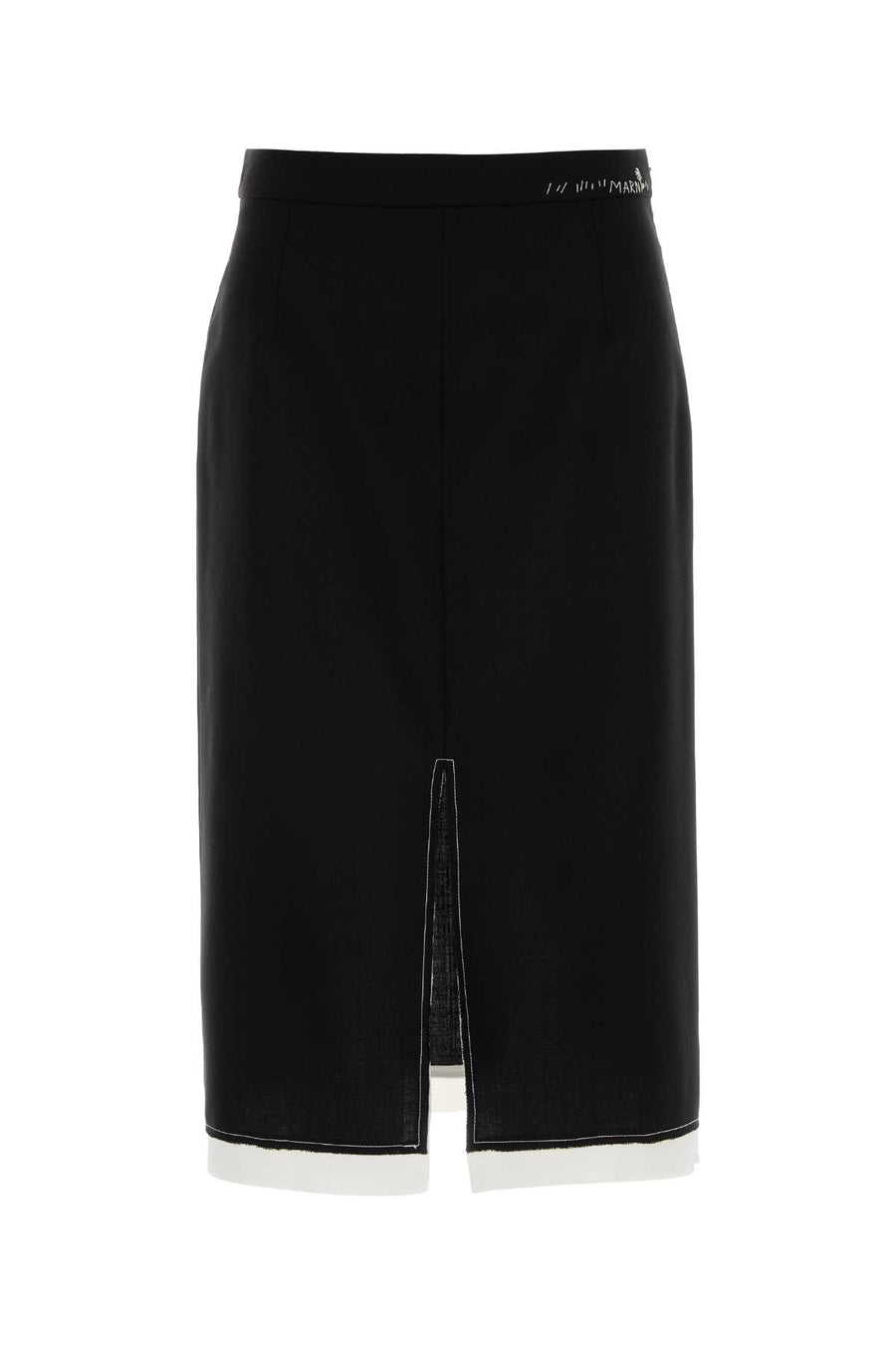 Marni 100% Virgin Wool Woven skirt in black
