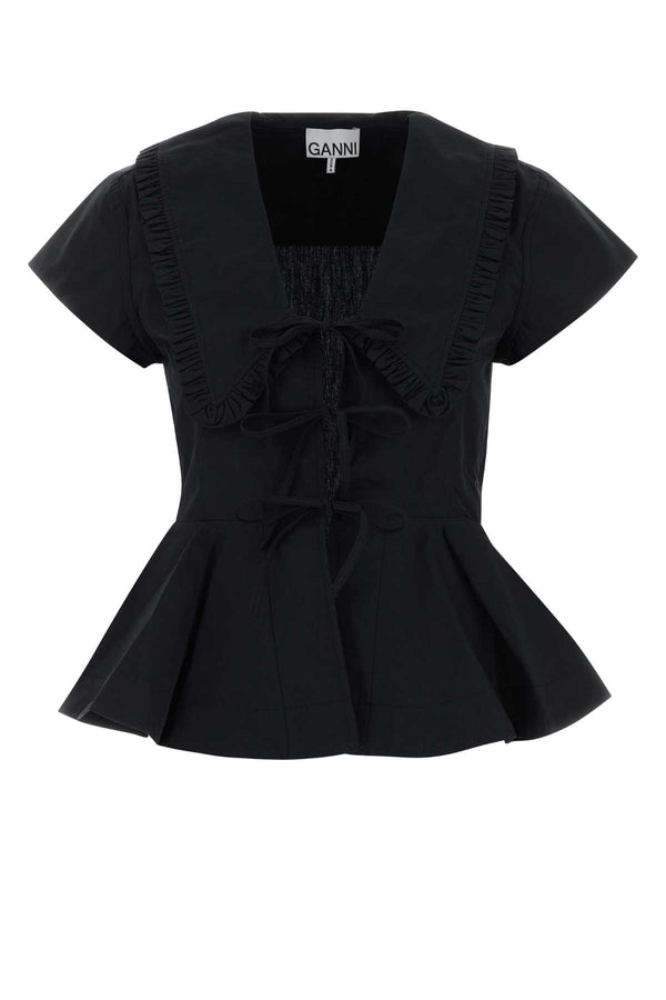 Ganni Cotton 100% Cotton blouse in black