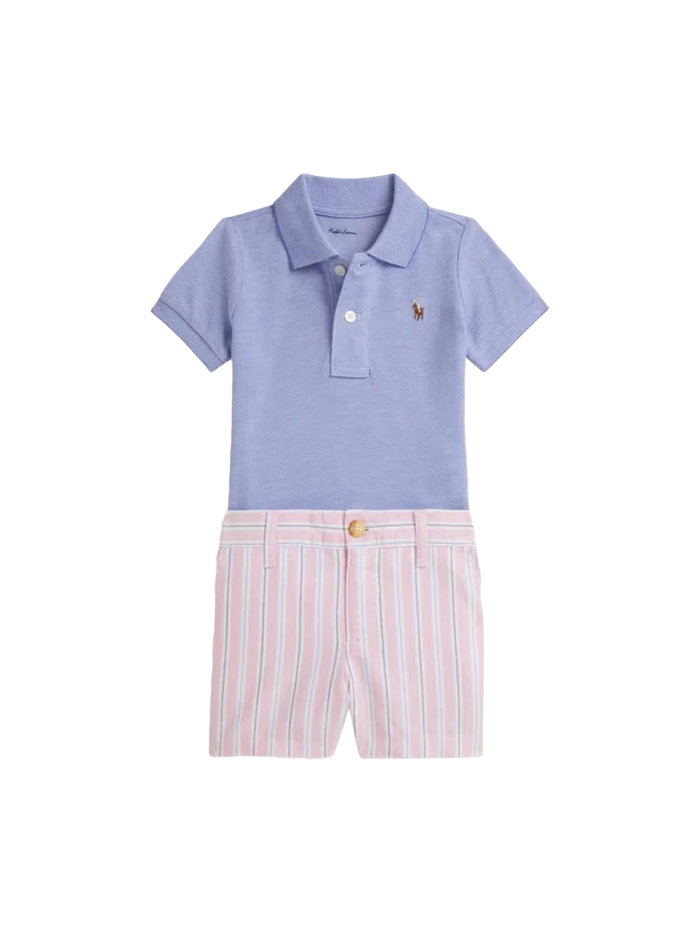 Polo Shirt Set With Shorts Blue Cotton Sets