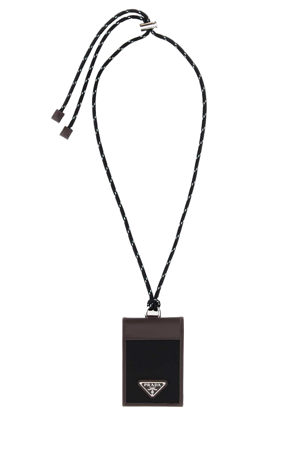 Two-Tone Canvas And Leather Card Holder Nero Portafogli