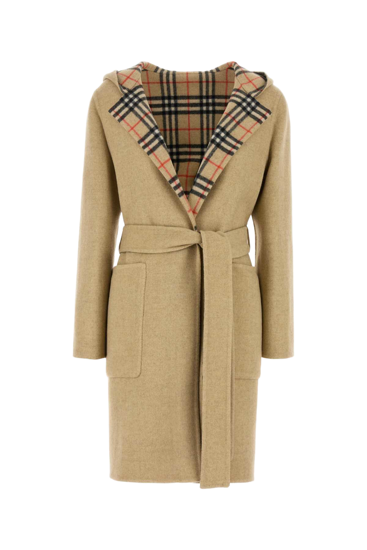 Beige Wool Reversible Coat Sandipcheck Exterior: Cappotti