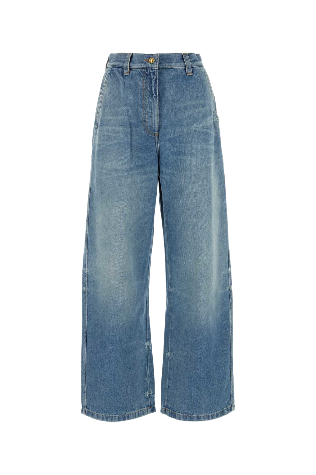 Denim Wide-Leg Jeans Lightbluel Exterior: Cotton