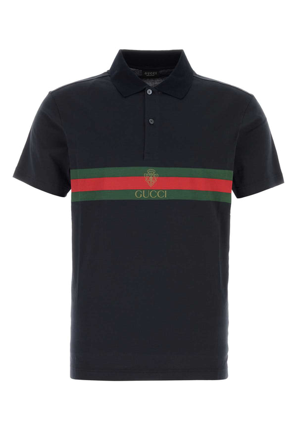 Gucci Exterior: 100% Cotton polo shirt in black