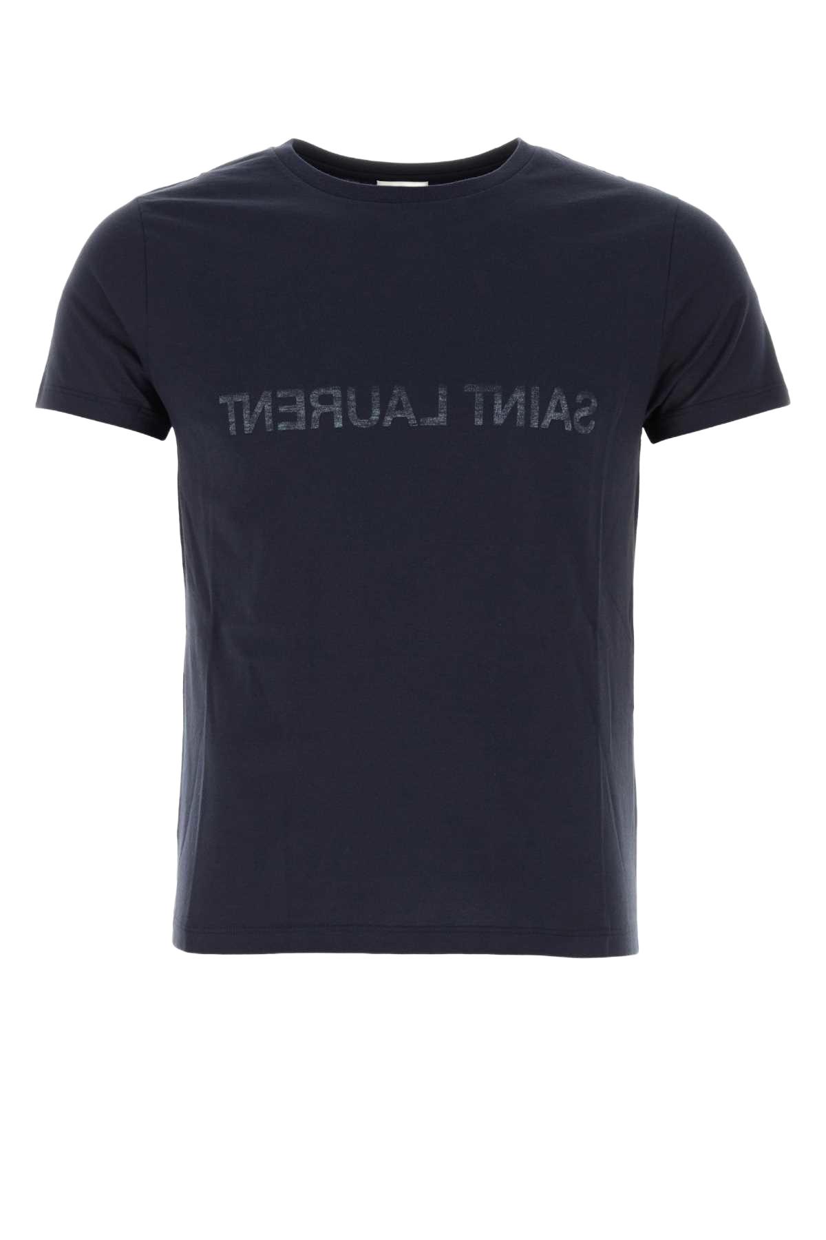Navy Blue Cotton T-Shirt Multicolor Exterior