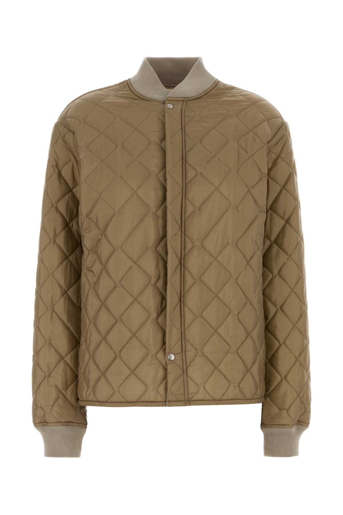 Beige Nylon Bomber Jacket Duneoffwhite Giubbini
