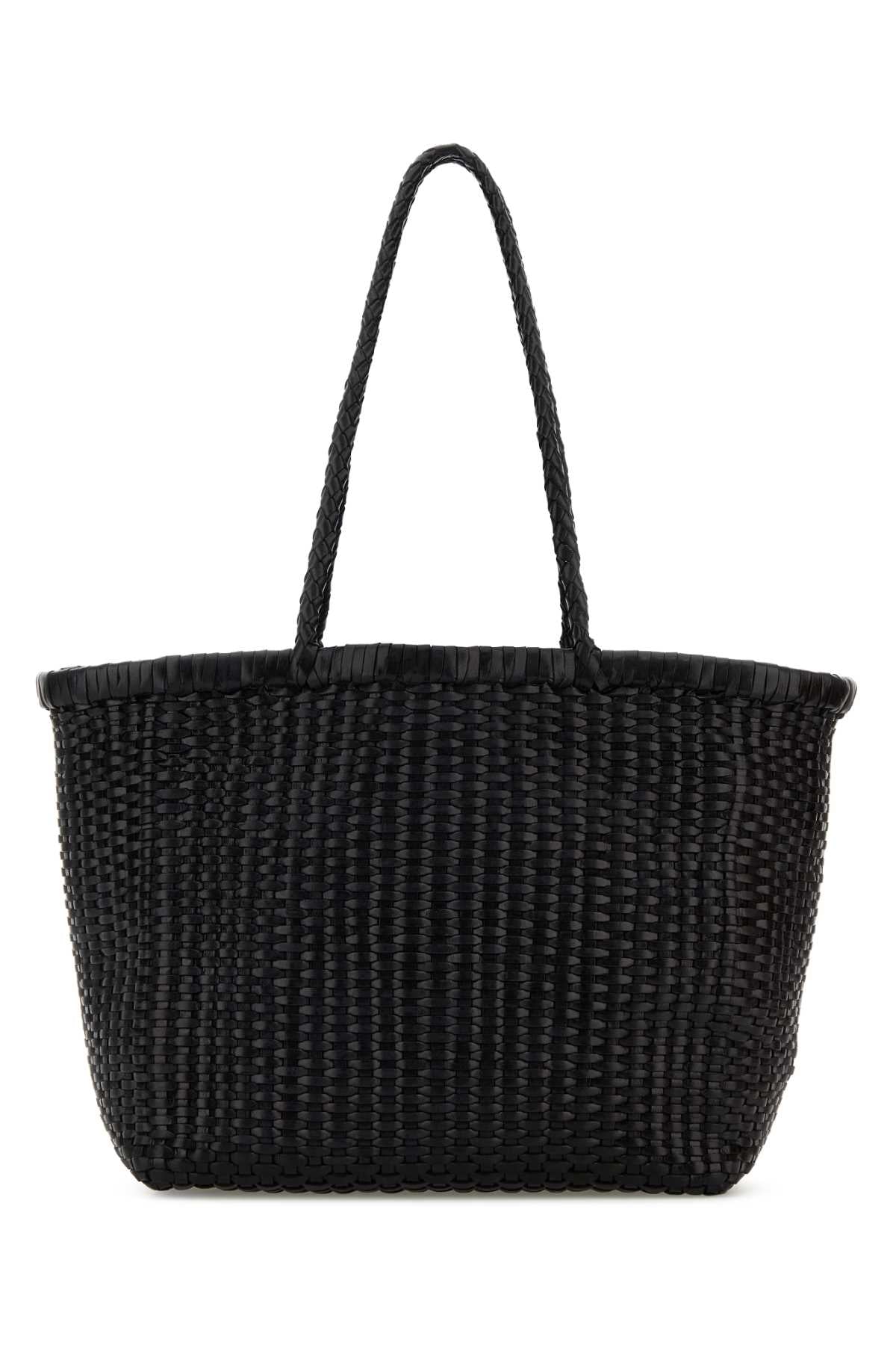 Black Leather B Weave Bucket Bag Exterior: Borse A Mano