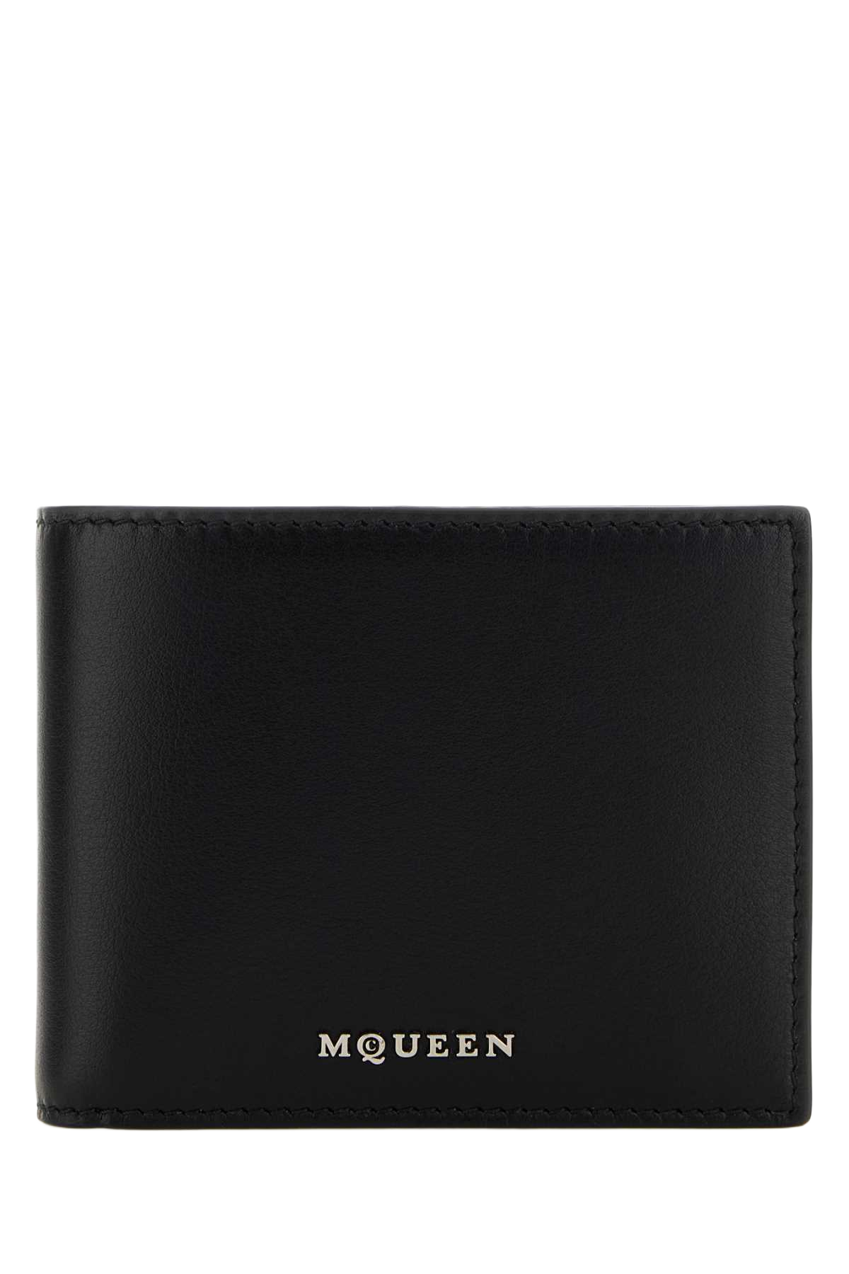 Black Leather Wallet Blacksilver Portafogli