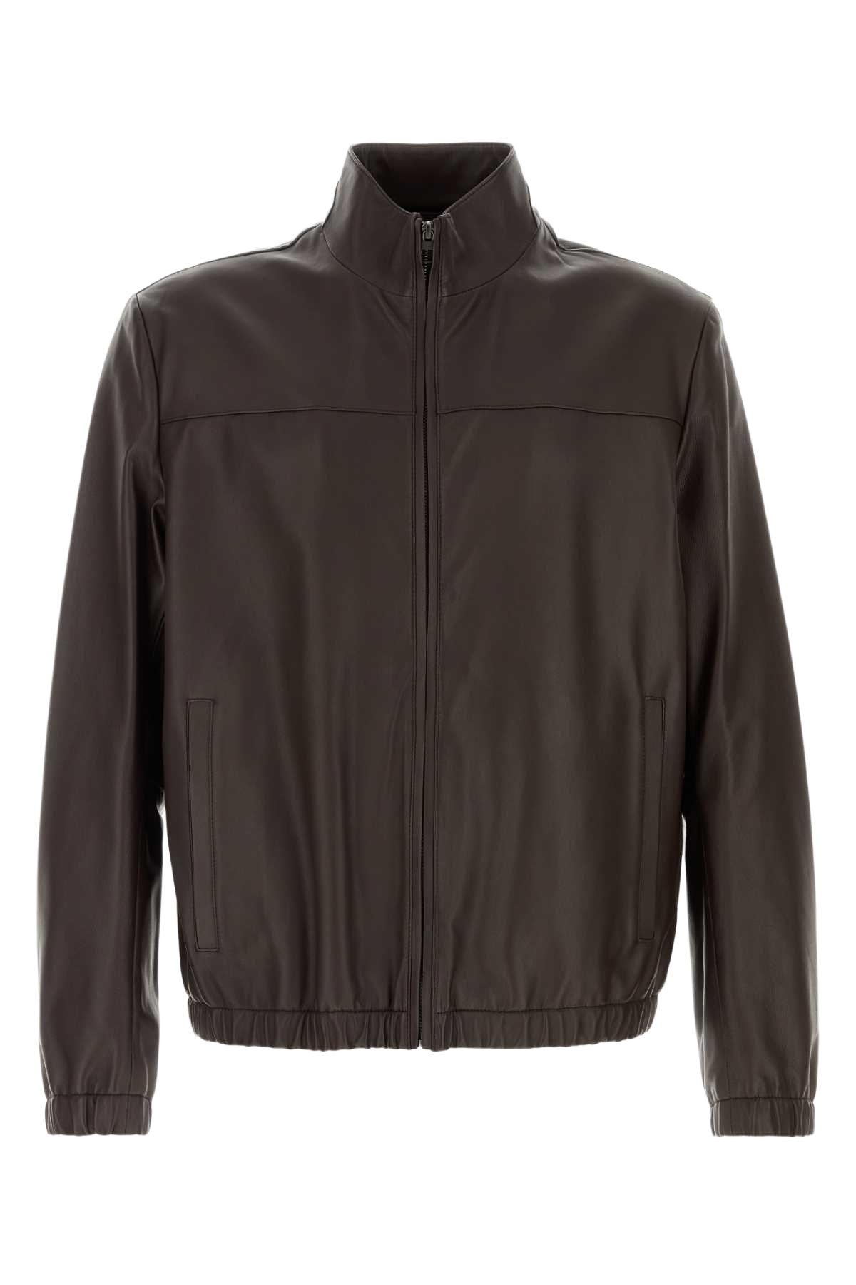 Brown Leather Jacket Mediumbrown Exterior: Giacche E Gilet