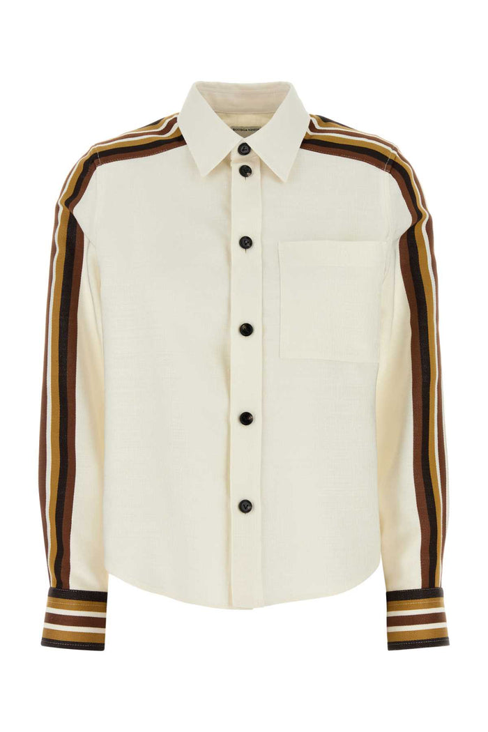 Ivory Viscose Blend Shirt Pecancaramel Exterior: Silk Cotton Camicie