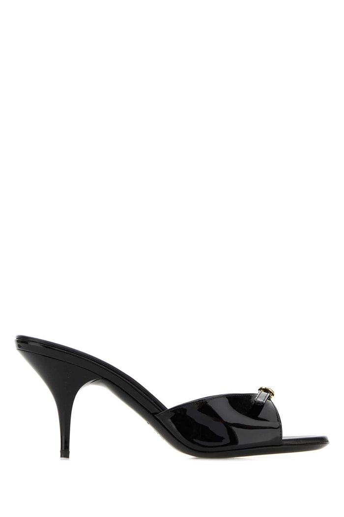 Black Leather Mules Nero Sandali