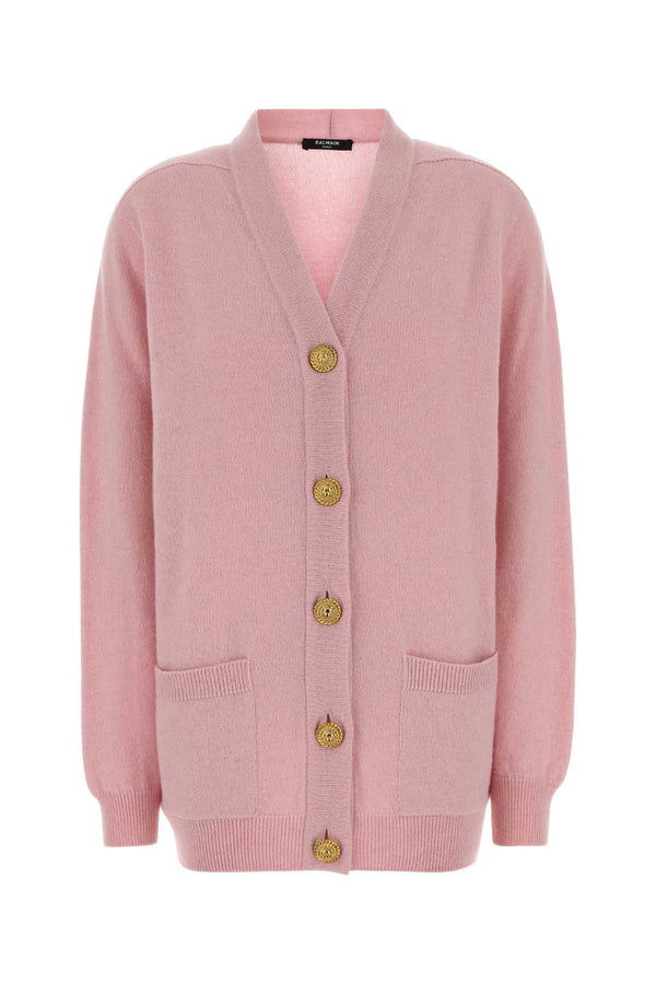 Balmain Loose 50% Goat Cashmere (Capra Aegagrus Hircus) cardigan in pink