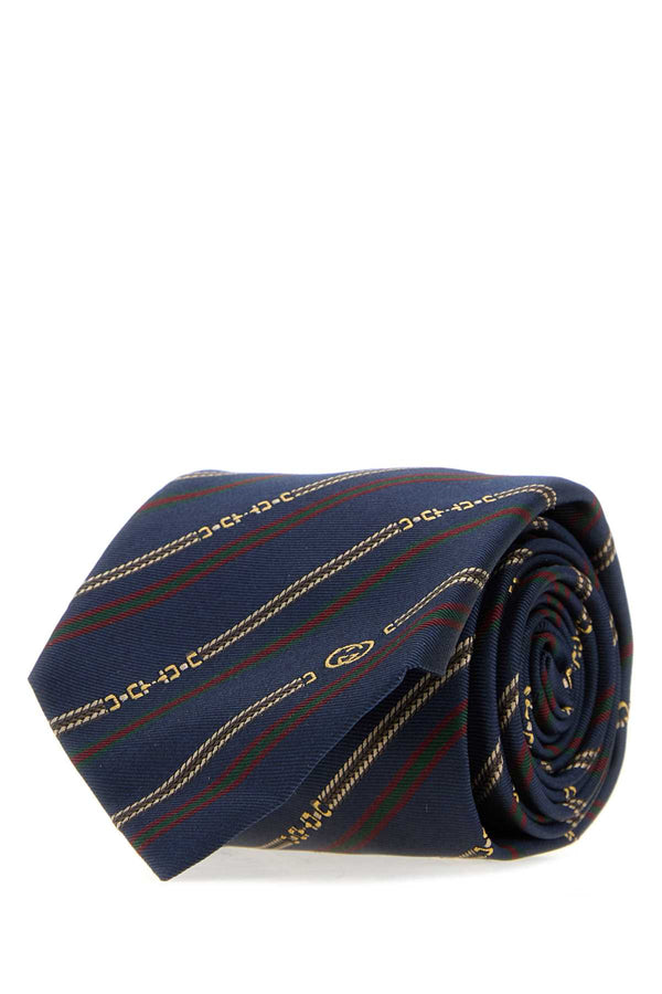 Gucci Vintage Silk fabric necktie in navy