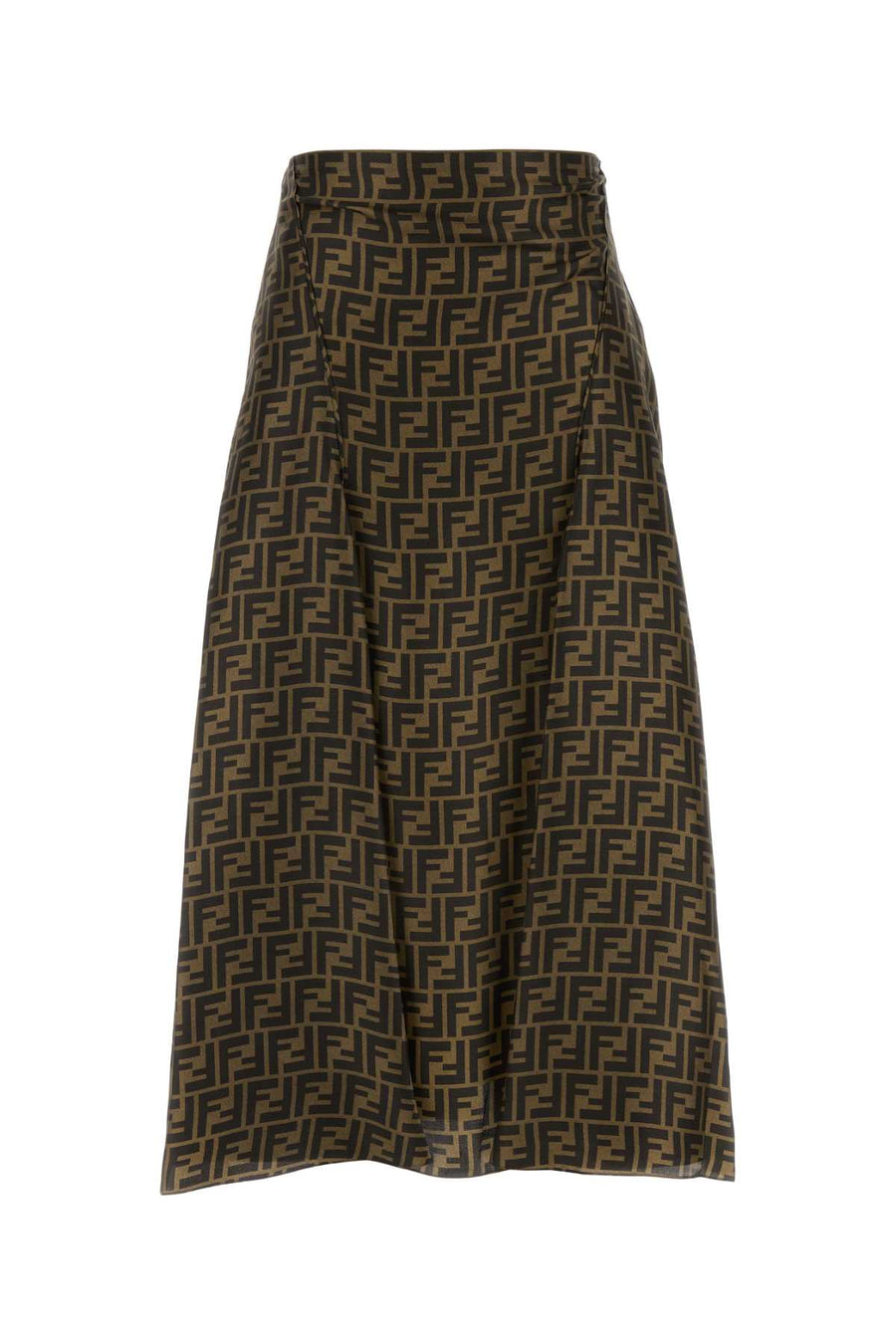 Fendi Twill 100% Silk skirt in brown