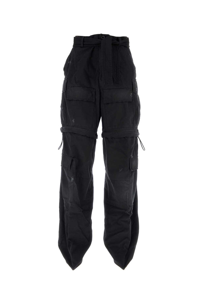 Black Cotton Knife Cargo Pantaboots 1000 Pantaloni