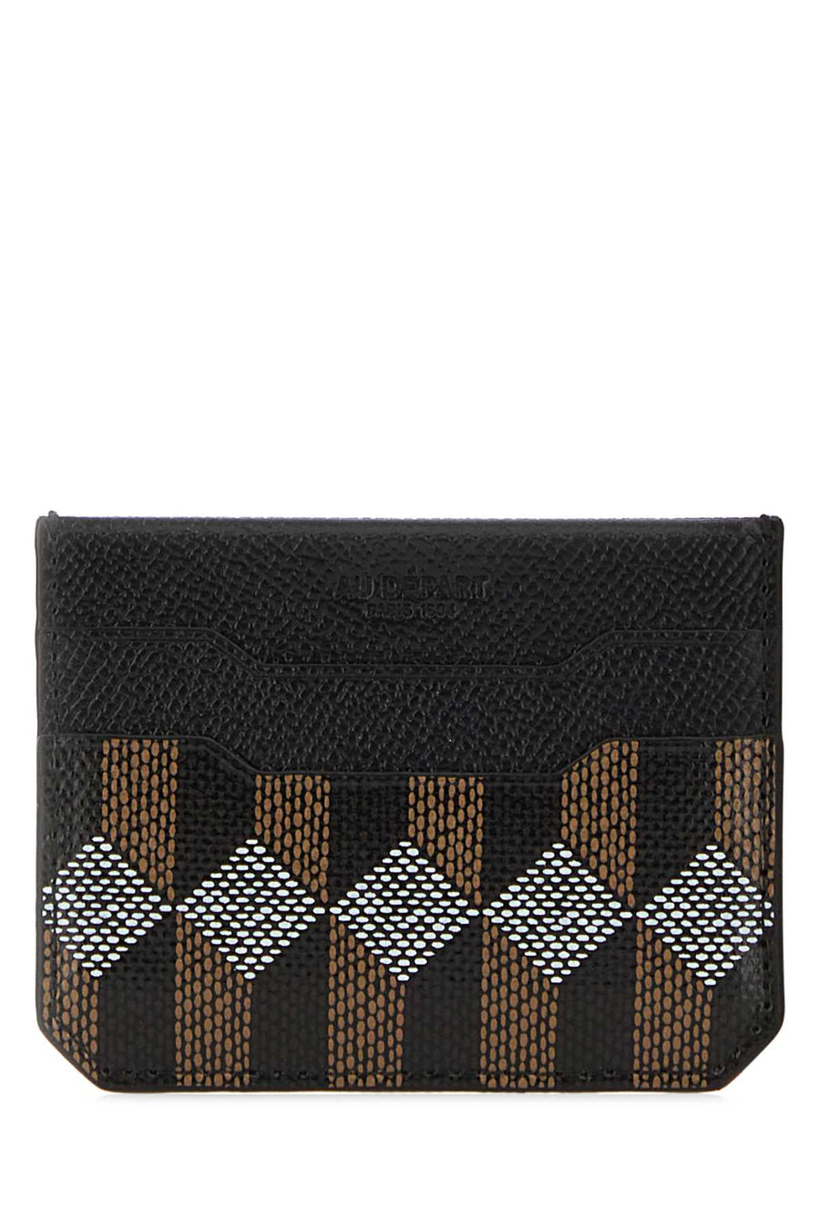 Au Depart Holder Exterior: 100% Leather card case in navy