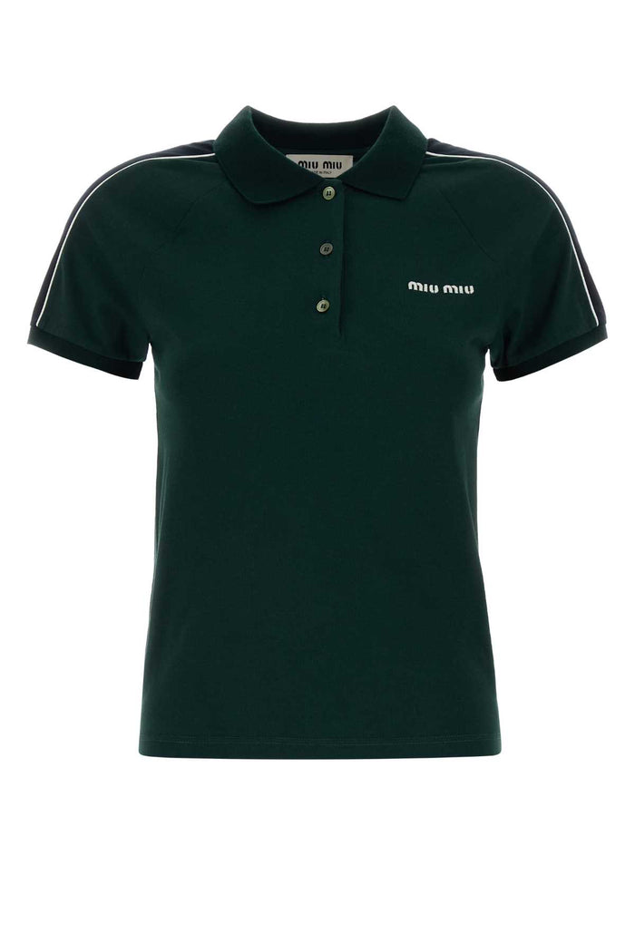 Bottle Green Cotton Polo Shirt Bottigliablu Exterior