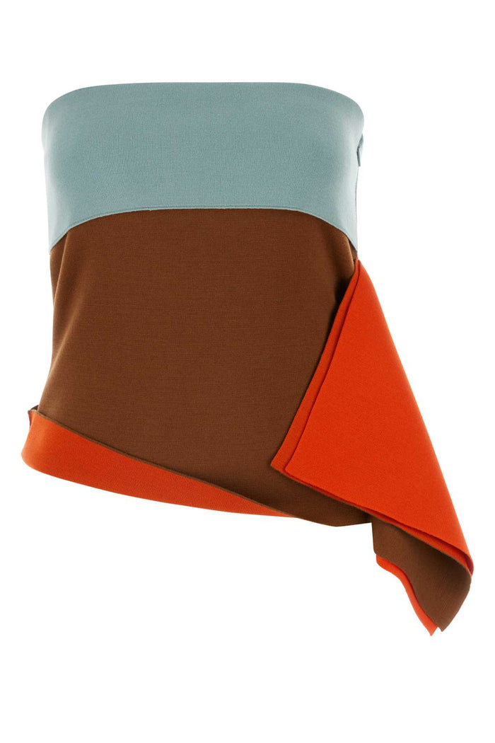 Multicolor Stretch Wool Blend Top Azzurro Exterior: Nylon Elastane Maglie