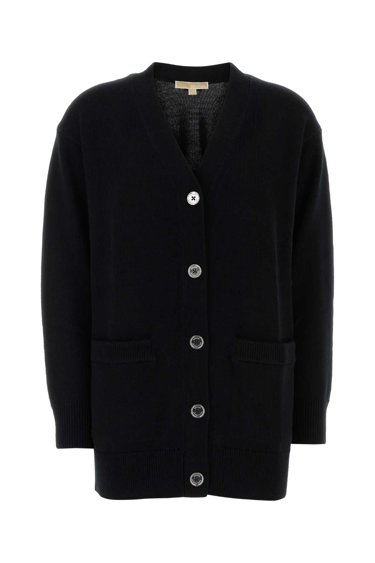Black Wool Oversize Cardigan Extra Fine Meri No Maglieria