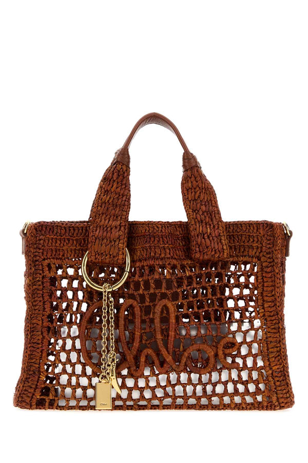 Chloé Summer Exterior: 100% Raffia tote bag in brown