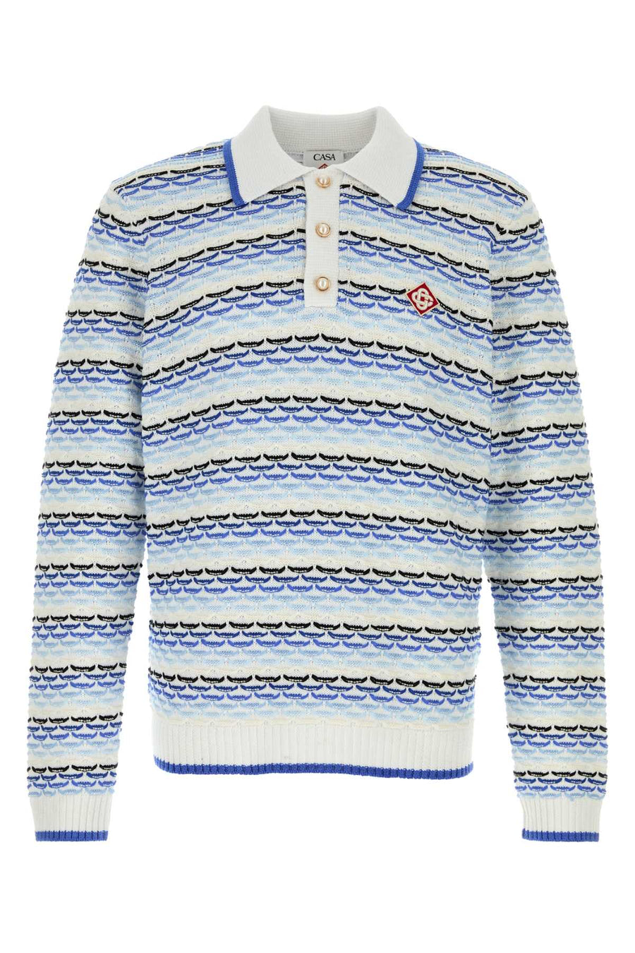 Casablanca Stitch 100% Cotton polo shirt in blue