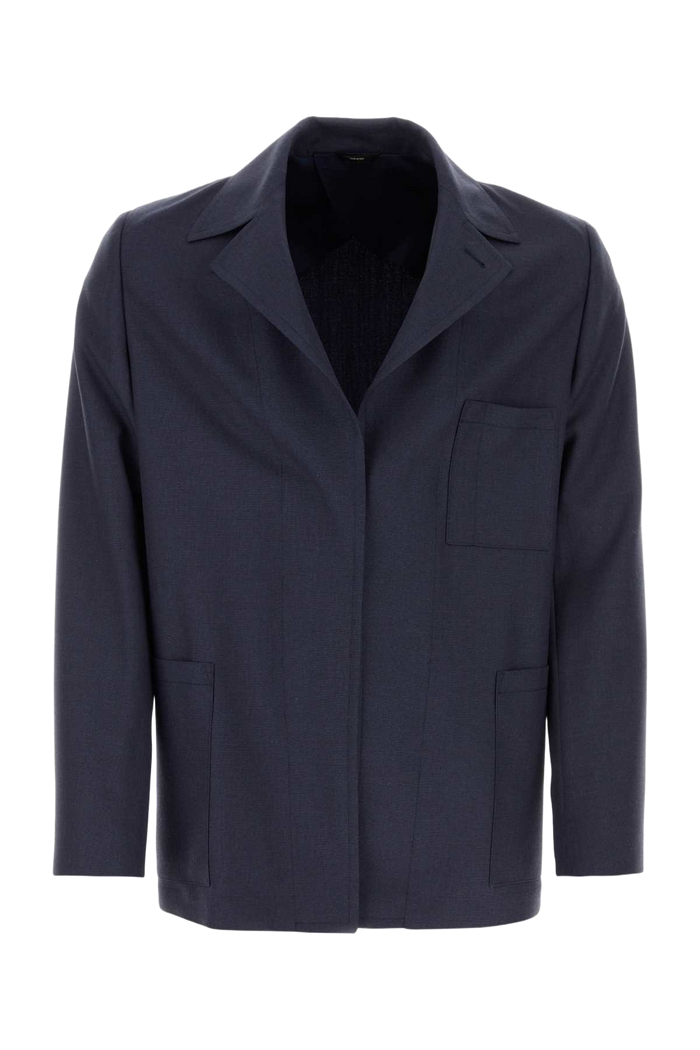 Blue Wool Blazer Exterior: Virgin Giacche E Gilet