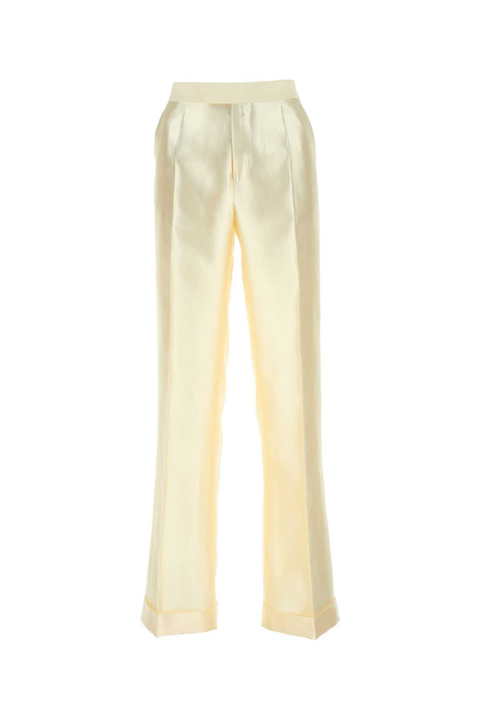 Ivory Viscosa Blend Wide-Leg Pant 102 Exterior: Viscose Cotton Silk Pantaloni