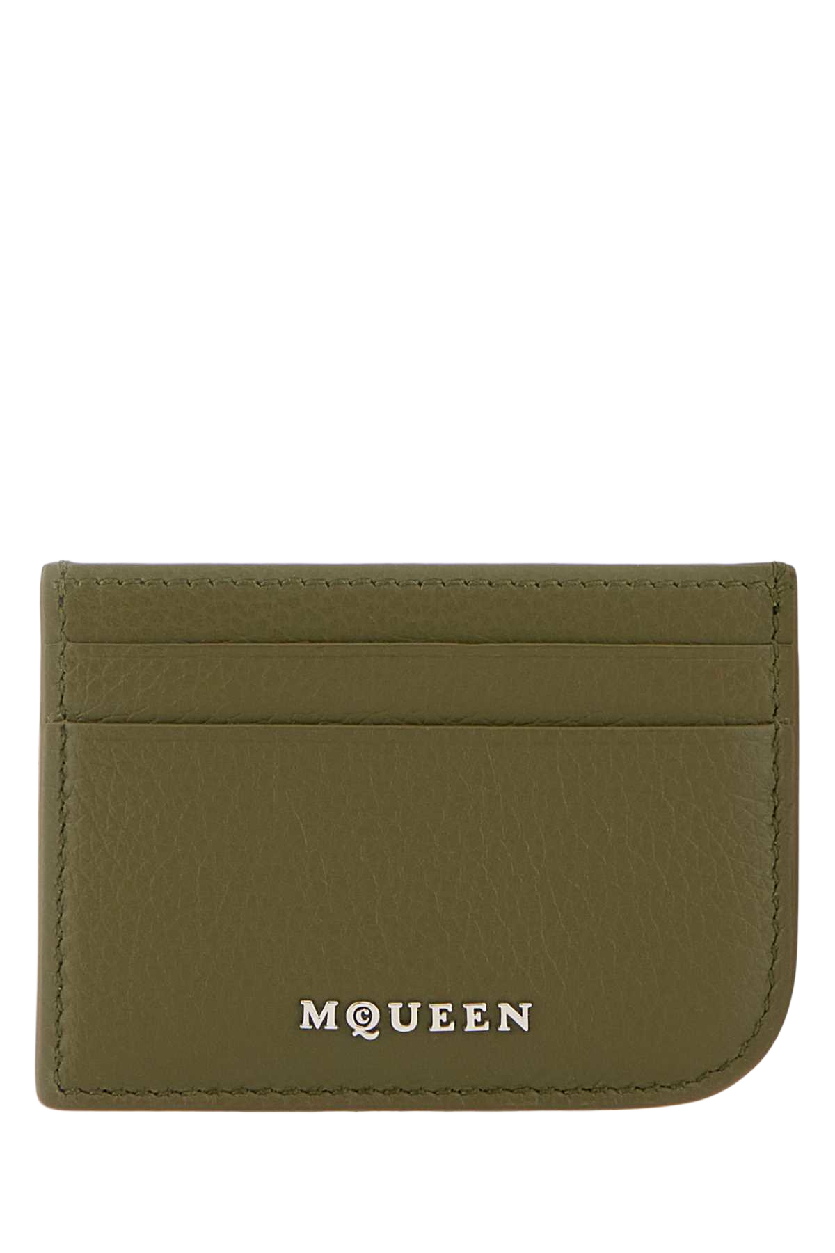 Army Green Leather Card Holder Militarysilver Portafogli