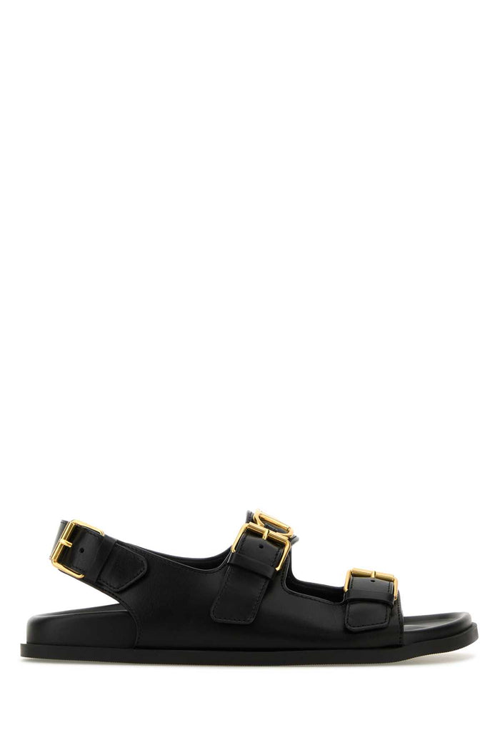 Black Leather Sandals Nero Sandali