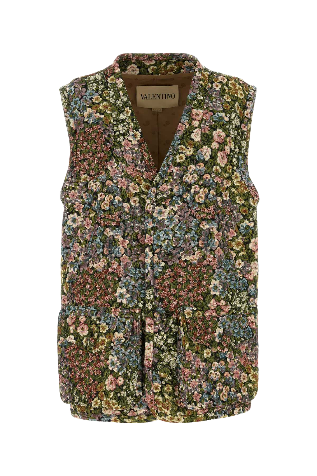Embroidered Jacquard Vest Neromulticolor Polyester Cotton Giacche E Gilet