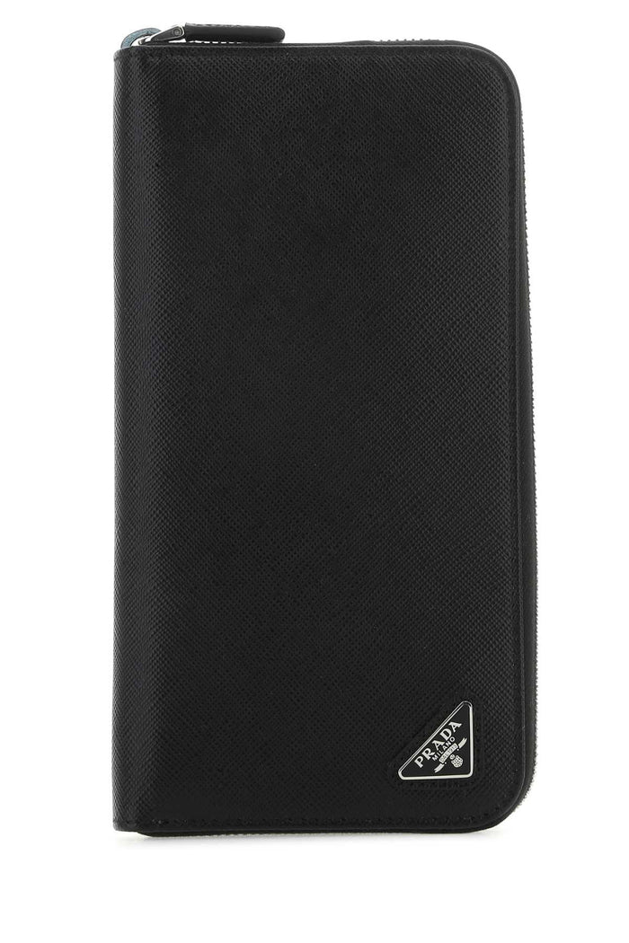 Black Leather Wallet F0002 Vitello Portafogli