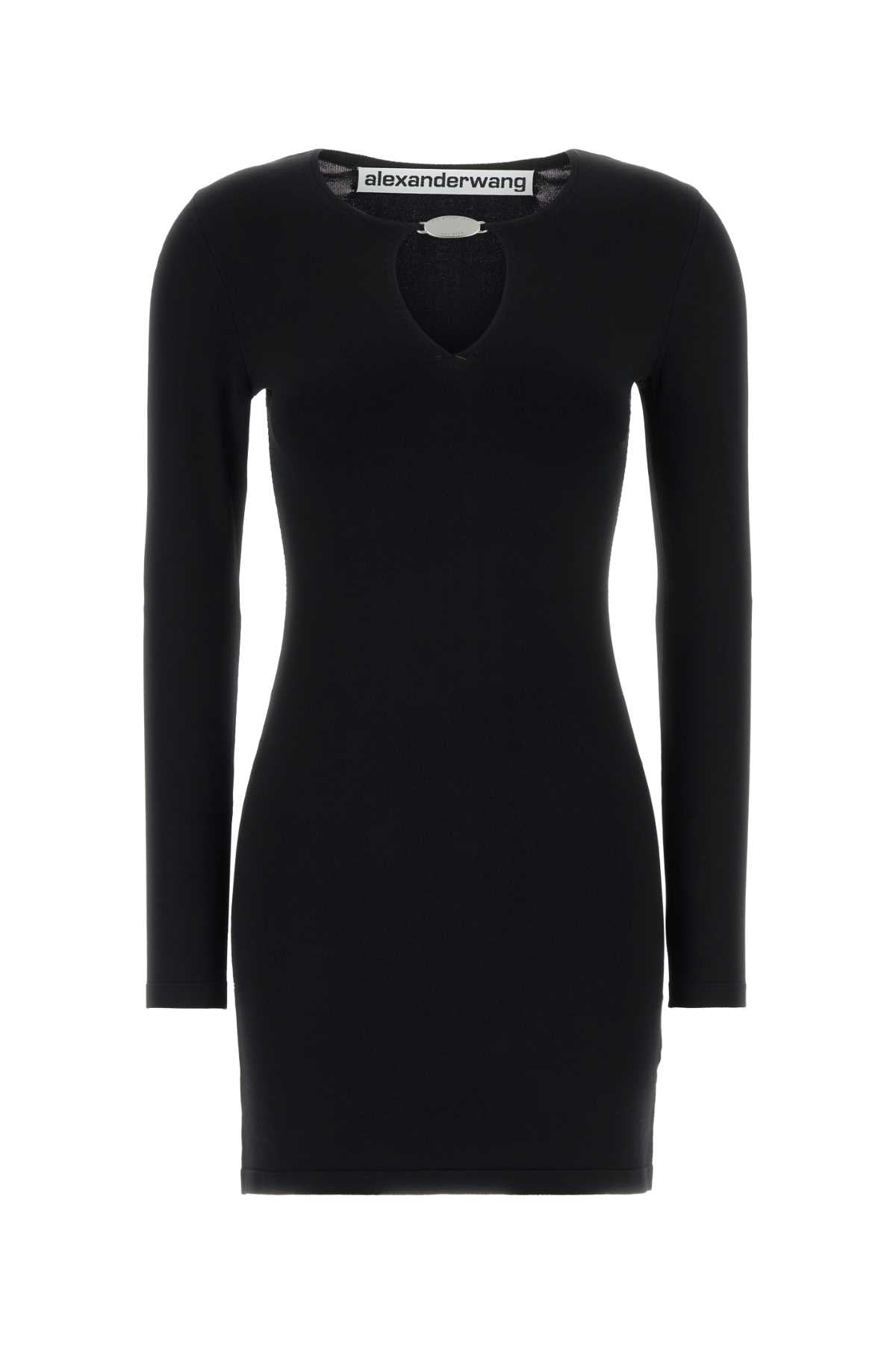 Black Stretch Viscose Blend Mini Dress Abiti