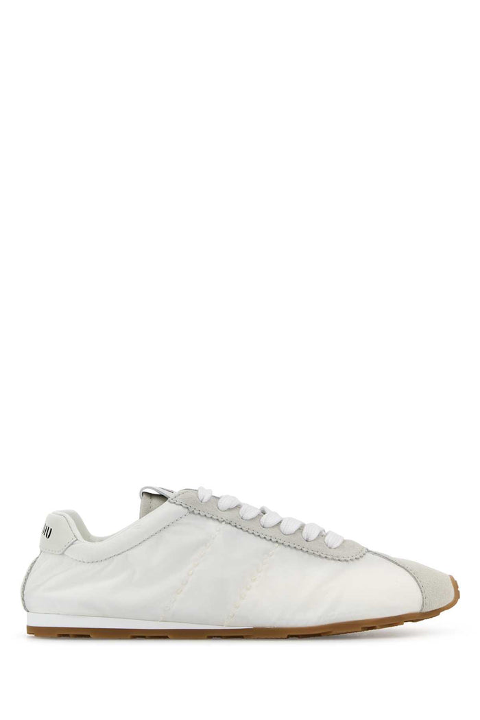 White Fabric And Suede Sneakers Bianco Poliammidericiclata-vitello
