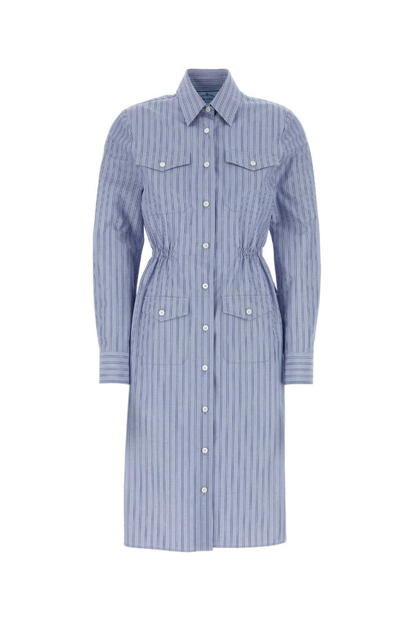 Prada 100% Cotton shirt dress in blue